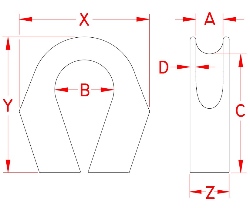 Stainless Steel Captive Thimble, S0126-0013, S0126-0016, S0126-0020, S0126-0025, S0126-0032, Line Drawing